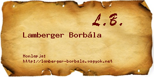 Lamberger Borbála névjegykártya